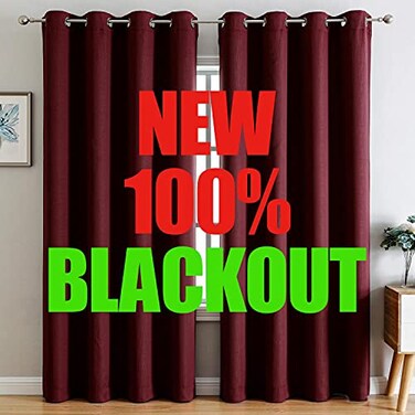 G2000 100 Blackout Curtains 84 Inch Burgundy Red Room Darkening Thermal Lined Noise Reducing 2 Panels