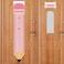 HINGTAI 2Pcs Pink Classroom Shade Pencil Shape Blackout Curtains for Office Porch Room Door Windows