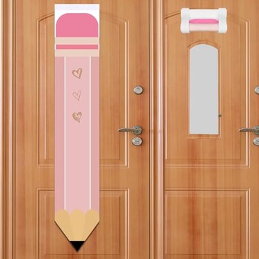 HINGTAI 2Pcs Pink Classroom Shade Pencil Shape Blackout Curtains for Office Porch Room Door Windows