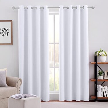 HOMEIDEAS Blackout Curtains Pure White 52 X 96 Inch