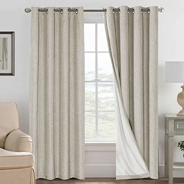 H.VERSAILTEX HVERSAILTEX 100 Blackout Curtains for Bedroom Thermal Insulated Linen Textured Curtains Heat and Full Light Blocking Drapes Living Room Curtains 2 Panel Sets Cobblestone 52x96 Inch
