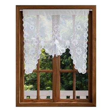 Jayla White SemiSheer Floral Lace Curtain Swag for Kitchen Half Window Bathroom Decoration Rod Pocket59 x 39 Inch 1 Panel