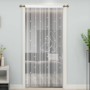 LaSyL Beaded String Curtains for Doorways White 39 x 110 inches Crystal Beads Screens Home Privacy Decor Suitable for Living Room Partition Closet Doors Hallway Entrance