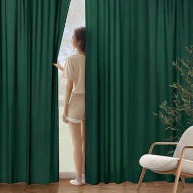 MIULEE Hunter Green Privacy Sheer Curtains That Let Light in 84 Inches Long NonSeeThrough Semi Sheer Curtain Light Filtering Window Curtains Christmas Drapes for Living Room Bedroom 2 Panels Set