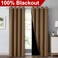 NICETOWN 100 Blackout Window Curtain Panels Heat and Cold Blocking Drapes with Black Liner for Nursery 84 inches Drop Thermal Insulated Draperies Gold Brown 2 Pieces 52 inches Wide Each Panel