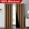 NICETOWN 100 Blackout Window Curtain Panels Heat and Cold Blocking Drapes with Black Liner for Nursery 84 inches Drop Thermal Insulated Draperies Gold Brown 2 Pieces 52 inches Wide Each Panel