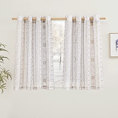 NICETOWN 45 Long Flax Rich Linen Sheer Curtains Grommet Top Rustic Indian Curtains Half Window Treatment Semitransparent with Light Filter for KitchenBedroom Taupe 50 Wide