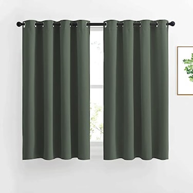 NICETOWN Bedroom Blackout Curtains Drapes Window Treatment Thermal Insulated Solid Grommet Voice Reducing for KitchenNursery Dark Mallard 1 Pair W52 x L54