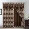 Petrichor Elegant Curtains with Gold Silver Threads 2 Panels Set Luxury Window Treatment Attached Valance Sheer Backing and 2 Tie Backs for Bedroom and Living Room 54x84 inchesCoffee