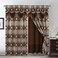 Petrichor Elegant Curtains with Gold Silver Threads 2 Panels Set Luxury Window Treatment Attached Valance Sheer Backing and 2 Tie Backs for Bedroom and Living Room 54x84 inchesCoffee