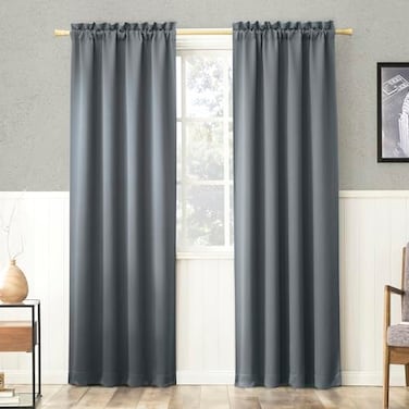 Sun Zero Easton Energy Saving Blackout Rod Pocket Curtain Panel Denim Blue 40 W x 84 L 1 Panel