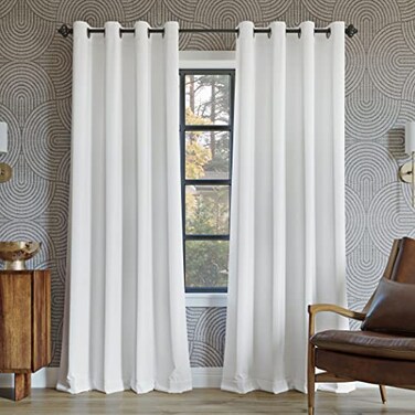 Sun Zero Nordic 2Pack Theater Grade Noise Reducing Extreme 100 Blackout Grommet Curtain Panel Pair 52 x 120 White