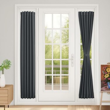 Vatge Sidelight Curtains for Front Door 12 Inch Wide Narrow Window Curtains for Side Door 1 Panel W12 x L72 Grey