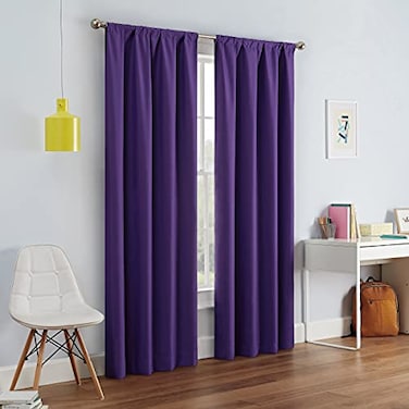 Eclipse Kendall Solid Blackout Window Curtains for Bedroom 42 x 84 Purple 1 Panel