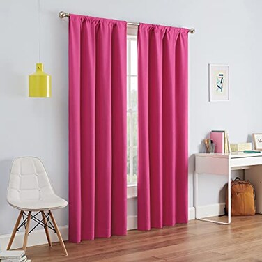 Eclipse ECLIPSE Kendall Modern Blackout Thermal Rod Pocket Window Curtain for Bedroom or Living Room 1 Panel 42 X 63 Raspberry