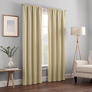 Eclipse ECLIPSE Kendall Modern Blackout Thermal Rod Pocket Window Curtain for Bedroom or Living Room 1 Panel 42 in x 84 in Cafe