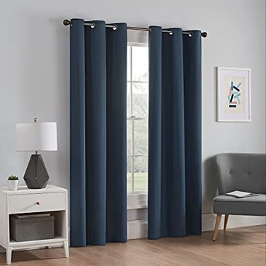 Eclipse ECLIPSE Microfiber Total Privacy Blackout Thermal Grommet Window Curtain for Bedroom 1 Panel 42 x 84 Navy