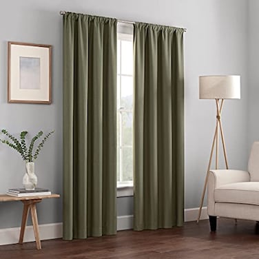 Eclipse Kendall Modern Blackout Thermal Rod Pocket Window Curtain for Bedroom or Living Room 1 Panel 42 X 84 Artichoke