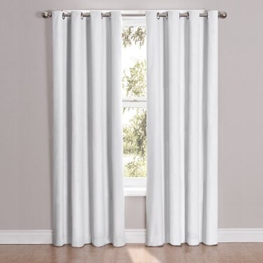 Eclipse ECLIPSE Blackout Curtains for Bedroom Cassidy 52 x 84 Thermal Insulated Single Panel Grommet Top Room Darkening Curtains for Living Room White