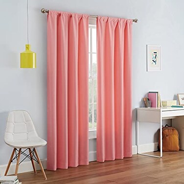 Eclipse ECLIPSE Kendall Modern Blackout Thermal Rod Pocket Window Curtain for Bedroom or Living Room 1 Panel 42 x 63 Coral