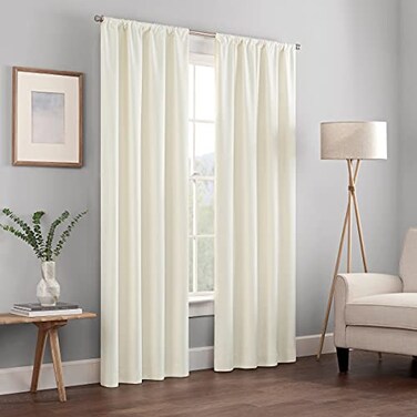 Eclipse ECLIPSE Kendall Modern Blackout Thermal Rod Pocket Window Curtain for Bedroom or Living Room 1 Panel 42 x 95 Ivory