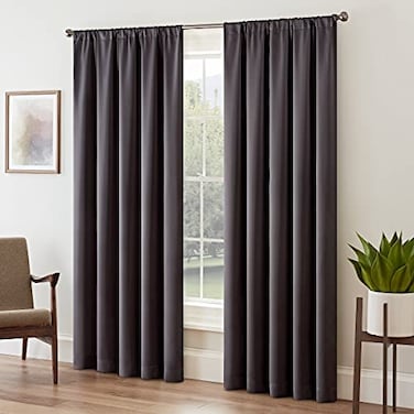 Eclipse Solid Thermapanel Room Darkening Rod Pocket Curtain Window Curtain for Bedroom and Living Room 1 Panel 52 in Wide x 63 in Long Grey