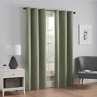 Eclipse ECLIPSE Microfiber Total Privacy Blackout Thermal Grommet Window Curtain for Bedroom 1 Panel 42 x 63 Moss