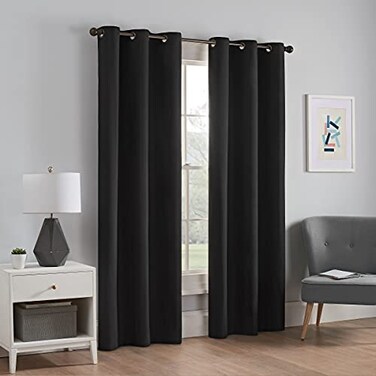 Eclipse ECLIPSE Microfiber Total Privacy Blackout Thermal Grommet Window Curtain for Bedroom 1 Panel 42 x 63 Black