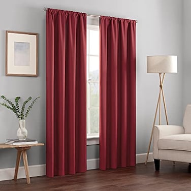 Eclipse ECLIPSE Kendall Modern Blackout Thermal Rod Pocket Window Curtain for Bedroom or Living Room 1 Panel 42 x 95 Ruby