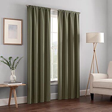 Eclipse ECLIPSE Kendall Modern Blackout Thermal Rod Pocket Window Curtain for Bedroom or Living Room 1 Panel 42 x 95 Artichoke