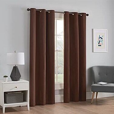 Eclipse ECLIPSE Microfiber Total Privacy Blackout Thermal Grommet Window Curtain for Bedroom 1 Panel 42 x 84 Chocolate