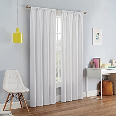 Eclipse ECLIPSE Kendall Modern Blackout Thermal Rod Pocket Window Curtain for Bedroom or Living Room 1 Panel 42 x 95 White