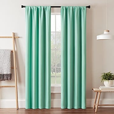 Eclipse Blackout Curtains for BedroomDarrell 37 x 84 Insulated Darkening Single Panel Rod Pocket Window Treatment Living Room Mint 16205037084MNT
