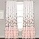 Lush Decor Flutter Butterfly Curtains Ruffle Print Design Window Panel Set for Living Dining Bedroom Pair 84 x 52 Pink