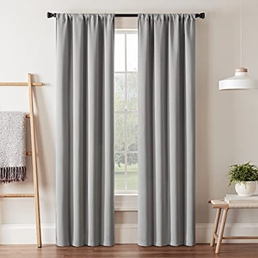 Eclipse ECLIPSE Blackout Curtains for BedroomDarrell 37 x 84 Insulated Darkening Single Panel Rod Pocket Window Treatment Living Room Grey