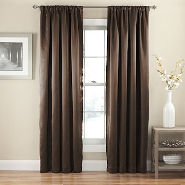 Eclipse Solid Thermapanel Room Darkening Rod Pocket Curtain Window Curtain for Bedroom and Living Room 1 Panel 52 in Wide x 63 in Long Espresso