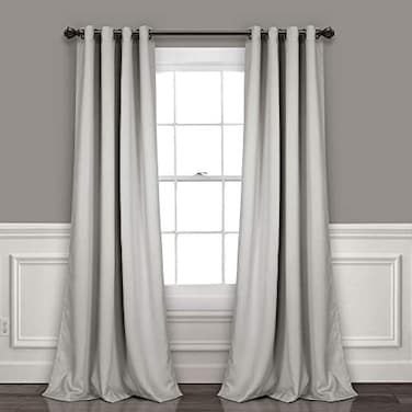 Lush Decor Insulated Grommet Blackout Window Curtain Panels Pair 52 W x 84 L Light Gray Classic Modern Design Chic Window Decor Long Curtains For Living Room Bedroom Or Dining Room