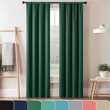 Eclipse ECLIPSE Darrell Thermaweave Blackout Window Curtain Panel 37 x 84 Emerald