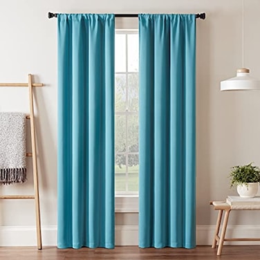Eclipse ECLIPSE Blackout Curtains for BedroomDarrell 37 x 63 Insulated Darkening Single Panel Rod Pocket Window Treatment Living Room Sky