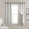 Lush Decor Sheer Grommet Curtains With Insulated Blackout Lining Window Curtain Panels Pair 38W x 63L Light Gray Curtain With Sheer Overlay Elegant Blackout Curtains for Bedroom