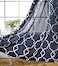 MIUCO Moroccan Embroidery Semi Sheer Curtains Faux Linen Grommet Window Curtains for Living Room 52 x 63 Inch 2 Panels Navy Blue