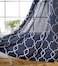 MIUCO Moroccan Embroidery Semi Sheer Curtains Faux Linen Grommet Window Curtains for Living Room 52 x 63 Inch 2 Panels Navy Blue