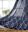 MIUCO Moroccan Embroidery Semi Sheer Curtains Faux Linen Grommet Window Curtains for Living Room 52 x 63 Inch 2 Panels Navy Blue
