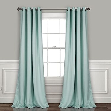 Lush Decor Insulated Grommet Blackout Window Curtain Panels Pair 52 W x 95 L Blue Classic Modern Design Chic Window Decor Long Curtains For Living Room Bedroom Or Dining Room