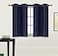 Elegant Home 2 Panels Tiers Grommets Small Window Treatment Curtain Faux Silk Insulated Blackout Drape Short Panel 28 W X 36 L Each for Kitchen Bathroom or Any Small Window D24 Navy Blue