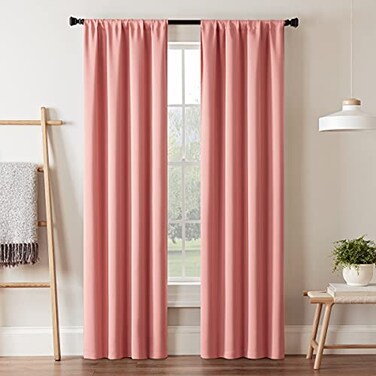 Eclipse ECLIPSE Room Darkening Curtains for Bedroom Darrell 37 x 63 Thermal Insulated Single Panel Rod Pocket Light Blocking Curtains for Living Room Coral 16205037063CRL