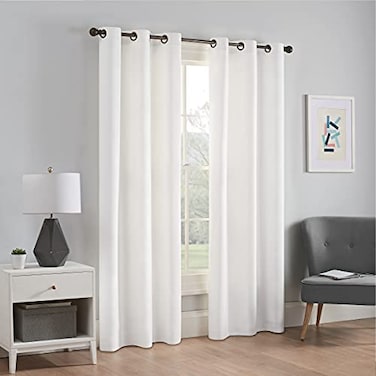 Eclipse ECLIPSE Microfiber Total Privacy Blackout Thermal Grommet Window Curtain for Bedroom 1 Panel 42 x 84 White