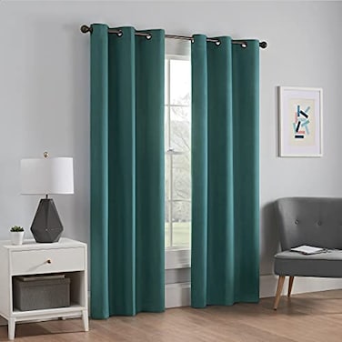 Eclipse ECLIPSE Microfiber Total Privacy Blackout Thermal Grommet Window Curtain for Bedroom 1 Panel 42 x 95 Peacock