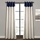 Lush Decor 16T003317 Milo Linen Window Curtain Panel Pair and OffWhite 84 x 52 Navy