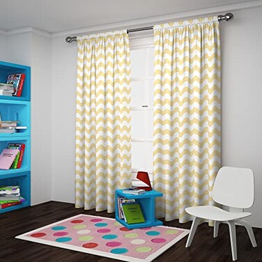 Eclipse ECLIPSE Kids Room Darkening Curtains for Bedroom My Scene 42 x 84 Thermal Insulated Single Panel Rod Pocket Light Blocking Privacy Curtains for Nursery Yellow